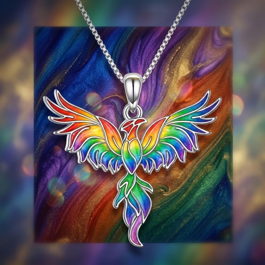 Collana da donna con ciondolo a forma di fenice sfumata, gioiello con ciondolo a forma di fenice, regalo di compleanno o anniversario per lei
