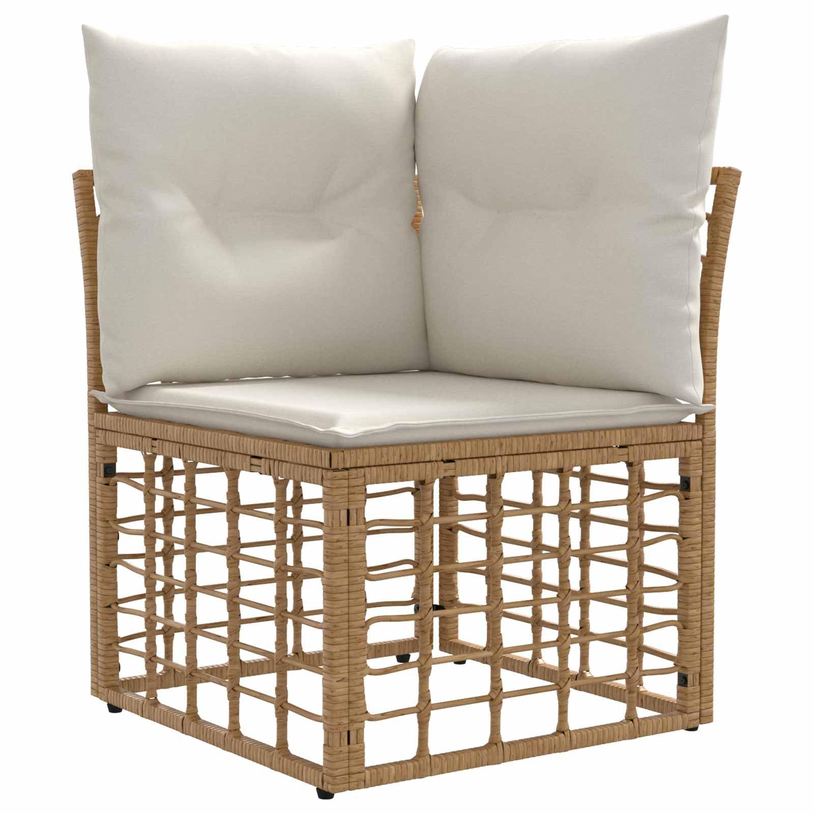 Set divano da esterno in polyrattan, 11 posti, colore naturale | Mobili da giardino modulari in rattan con poggiapiedi regolabili e cuscini per terrazza e giardino.