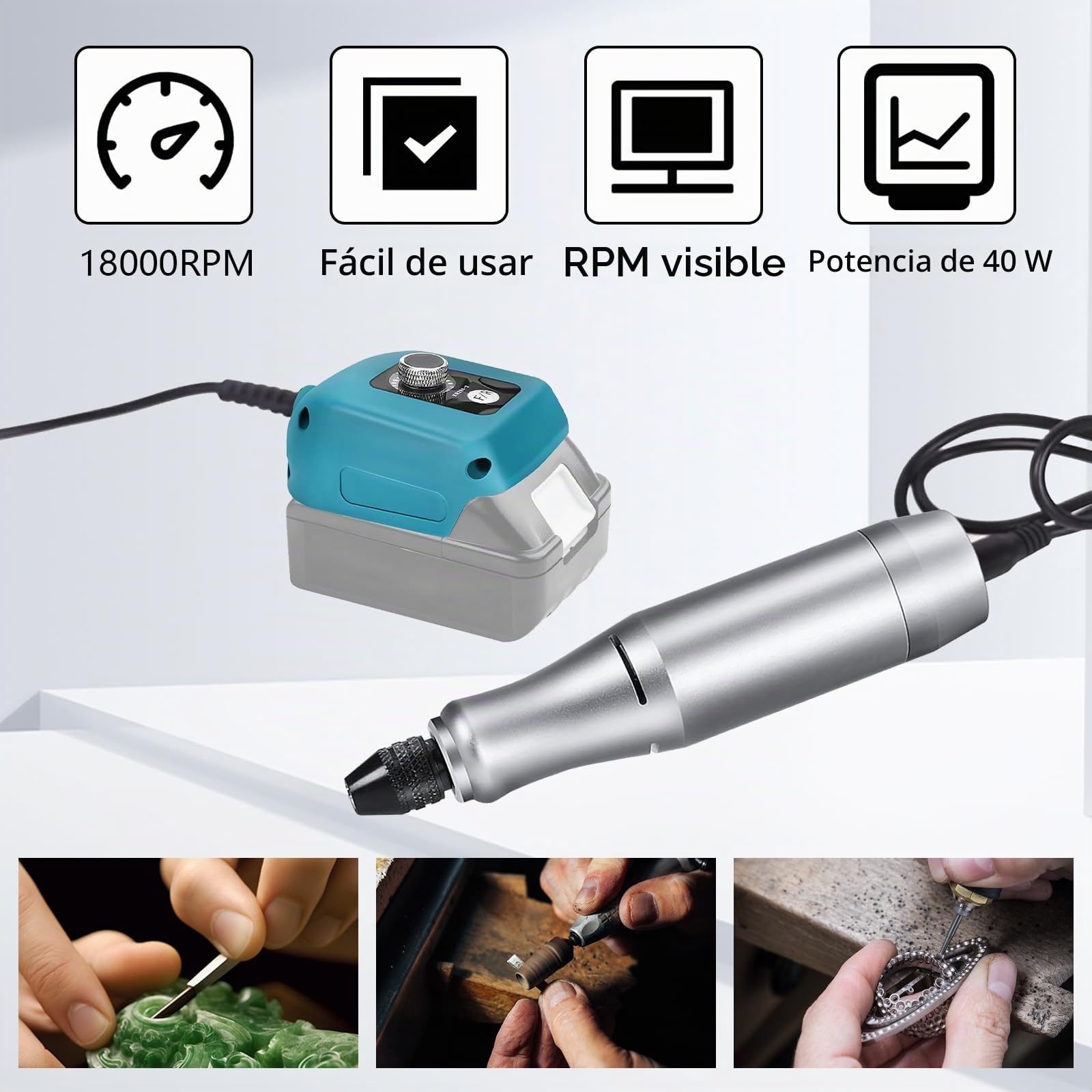 Multiherramienta Inalámbrica, Estación de Herramientas Giratoria Inalámbrica compatible con Batería Makita de 21 V Herramientas Multifunción con Accesorios
