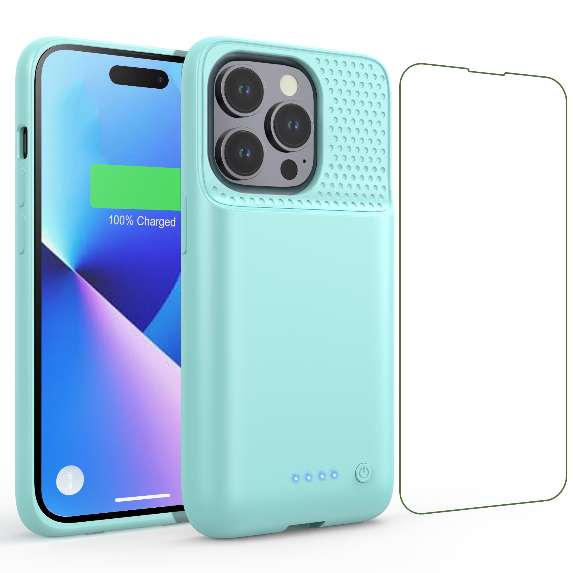 Battery Case for iPhone 14 Pro (6.1 Inch), [2024 Upgraded] Ultra-Slim 7200mAh Portable Extended Charger Case Cover Rechargeable Battery Pack for iPhone 14Pro Charging Case (Green)