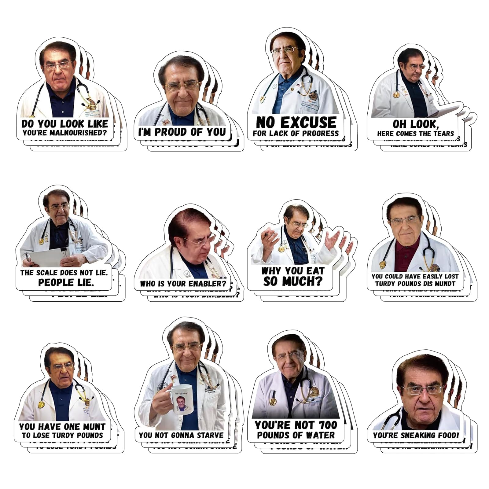Dr Now Stickers 36Pcs Funny Dr Nowzaradan Diet Plan Book Diet Helper Sticker You Not Gonna Starve Dr Now Stickers for Book Fridges Decoration
