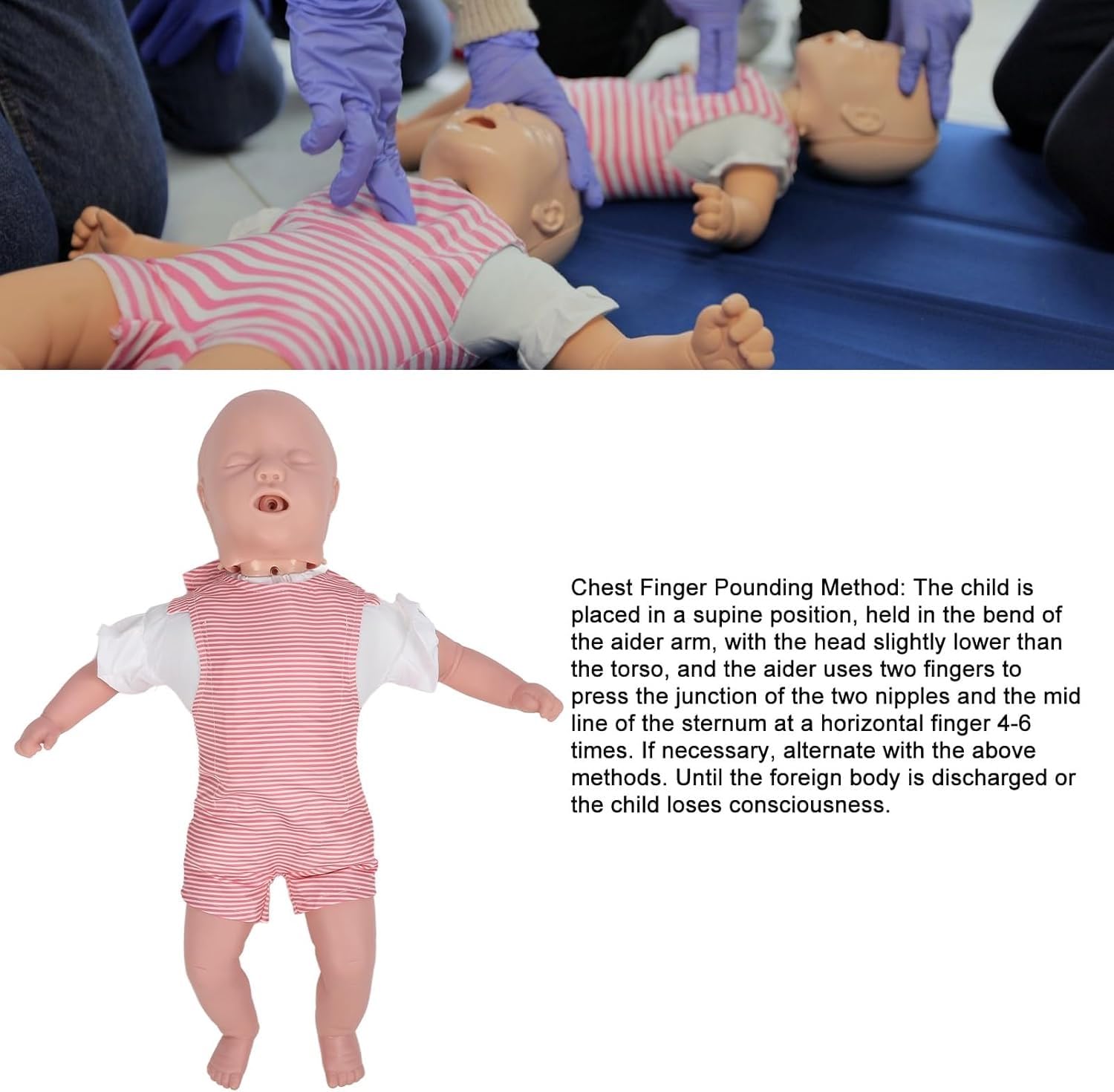 Maniquí de entrenamiento de primeros auxilios para RCP para bebés Maniquí de obstrucción de las vías respiratorias para bebés para práctica de RCP y procedimientos de rescate por asfixia, fácil de usa