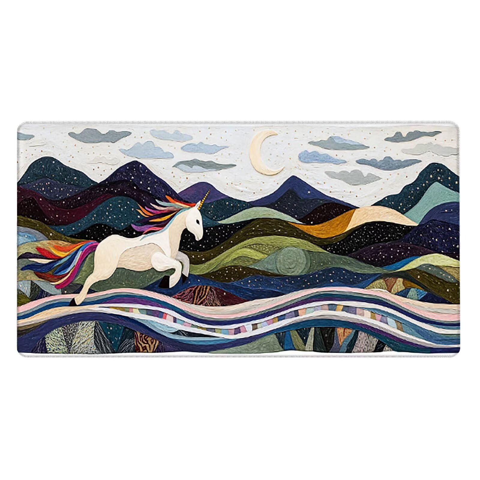 Tappetino Mouse XXL, 70x140cmx3mm Mouse Pad Impermeabile Grand, Gaming Tappetino Per Mouse, Base Antiscivolo in Gomma, Accessori Scrivania, Ufficio Accessori, Strada Cavallo Bianco JX6B-124