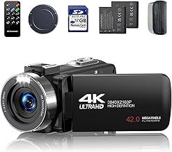 Videocámara 4K 42MP, 3.0" 270° Rotación de la Cámara de Cam, Cámara de Vlogging para YouTube, 18X Videocámaras Digital Zoom con 2 Baterías, Control Remoto y Tarjeta SD 32G