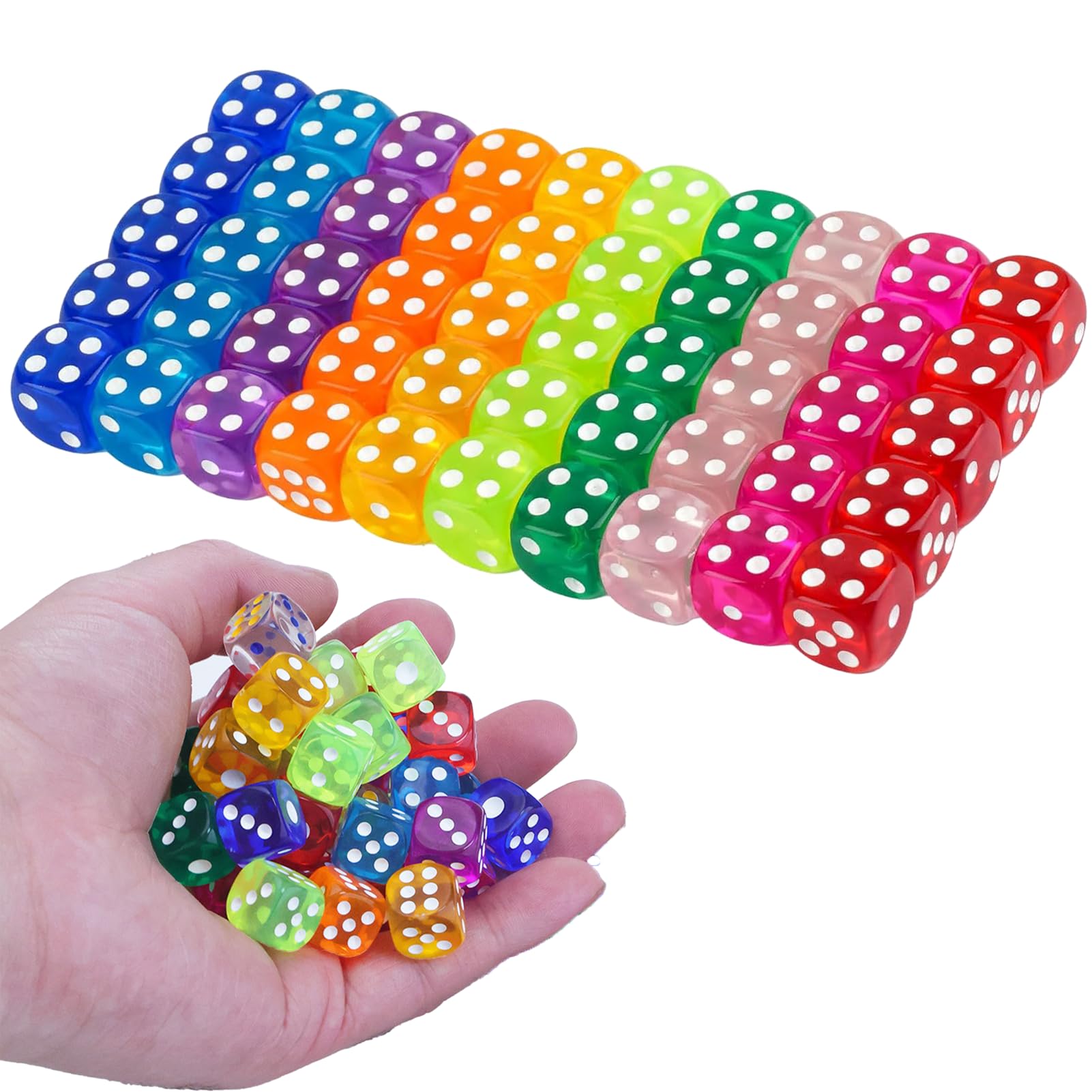50 Stück Würfel Set,WürfelBunt，Spielwürfel,14 Mm,D6 Dice Mit Runden Ecken, BunteWürfel, AcrylWürfel Bunt Mit Runden,Würfelset Mit Aufbewahrungsbox Für TischspieleWürfelspiele,Ktv Party,10 Farben