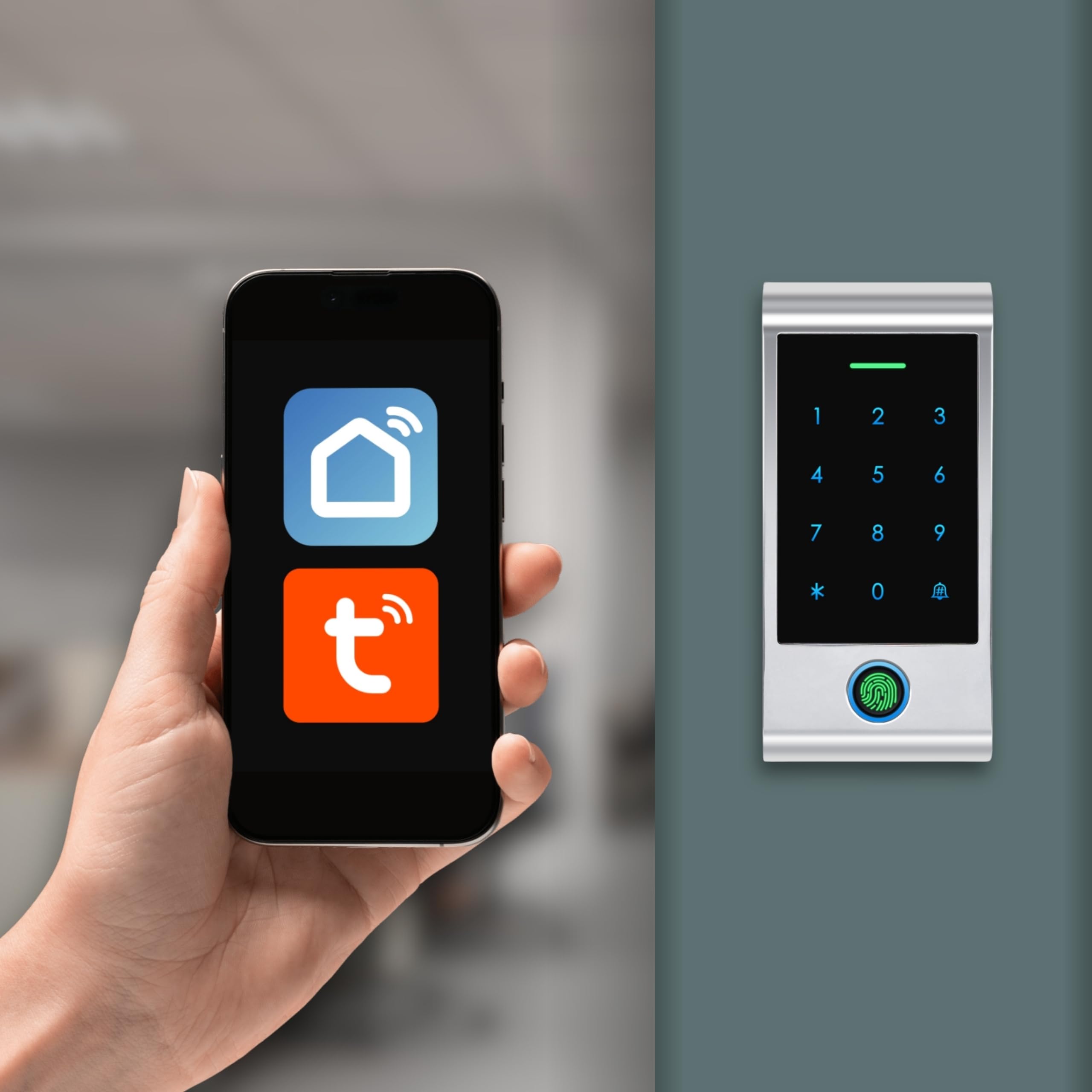 Cerradura electrónica WiFi inteligente con lector de huellas dactilares, Cerradura Smart - mando a distancia, impermeable