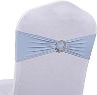 Vista 155 de MDS - Paquete de 50 bandas elásticas de elastano para silla, lazos elásticos para sillas con hebilla deslizante, ajuste universal para bodas, Acción