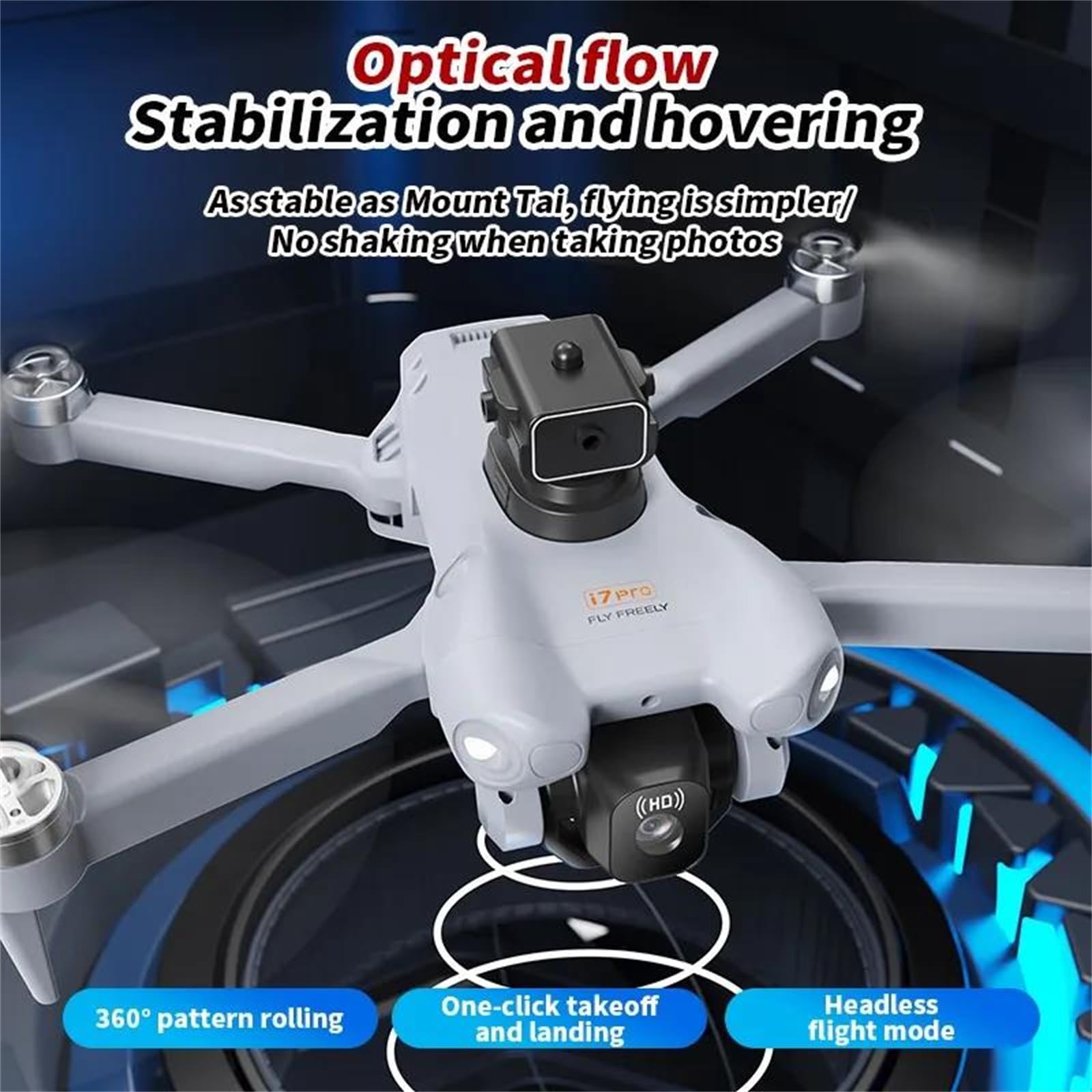 Dron i7 pro 4k hd z podwójną kamerą, profesjonalny system unikania przeszkód, optyczne pozycjonowanie przepływu, lcd uav, zdalnie sterowany quadrocopter, zabawki,Triple battery