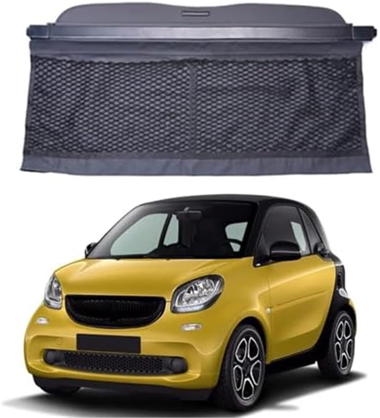 fhjwqronte Cargo Area Storage Rack Car Retractable Rear Trunk Parcel Shelf, for Smart, for Fortwo 2015-2020 Luggage Shade Shield Cargo Security Cover Curtainaccessories