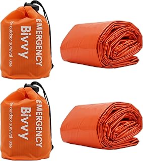 2 PCS Emergency Sleeping Bag,Bivvy Bag,Survival Sleeping Bag,Camping Bivy Sacks,Emergency Blankets,Survival Sleeping Bag for Camping and Outdoor Hiking