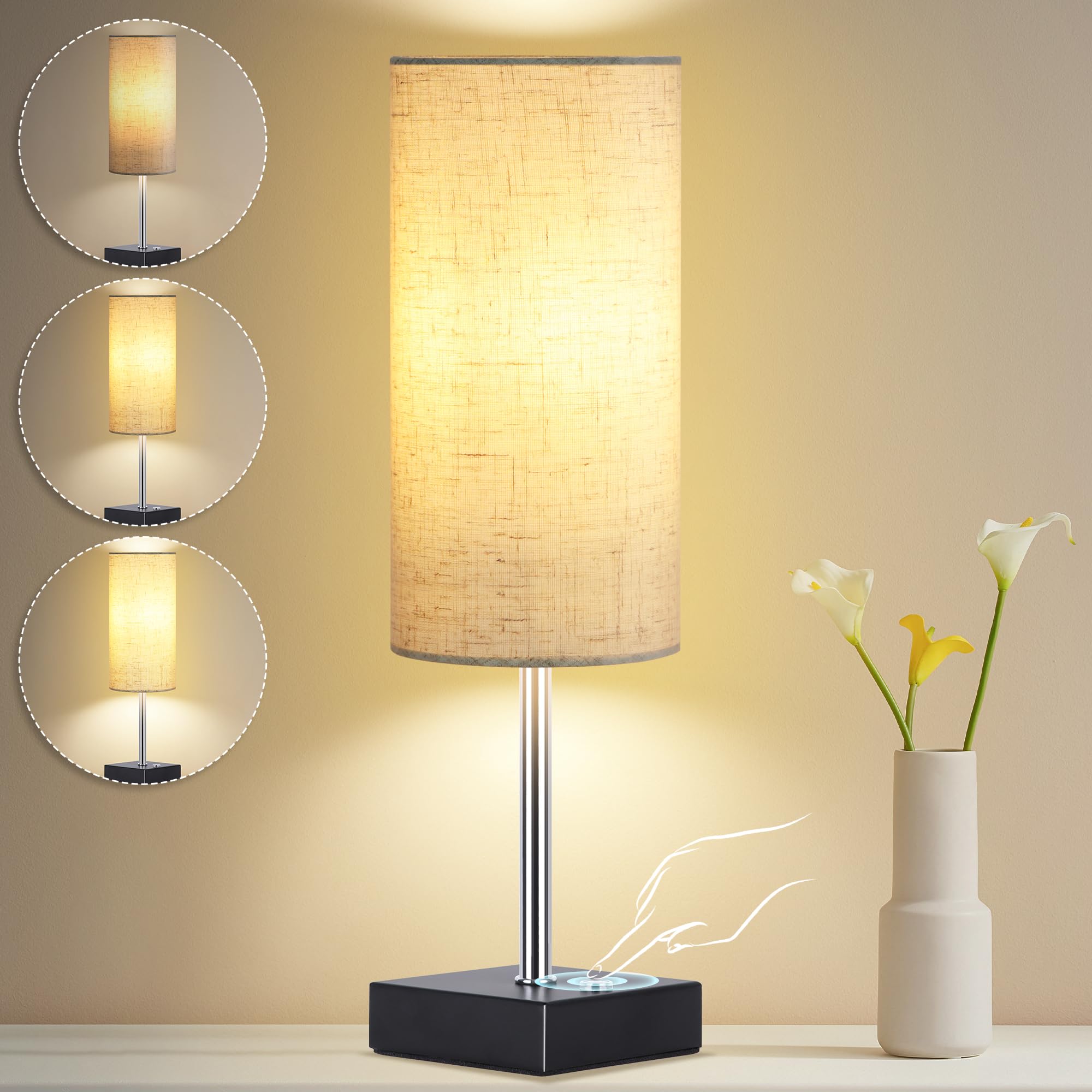 AVV Cordless Table Lamp with Dimmable Rechargeable 3 Modes Battery Powered Bedside Lamp rv Essentials Battery Operated Lamps
