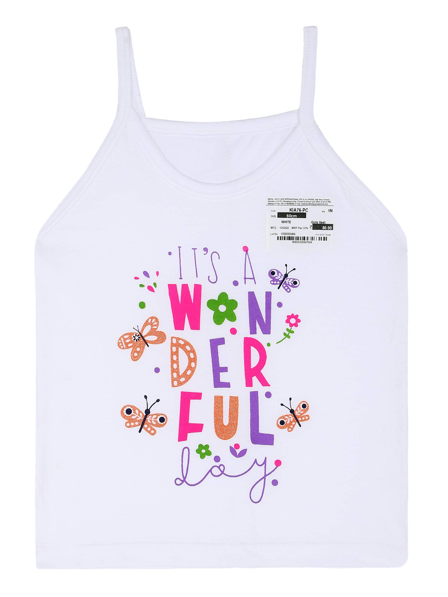 Kids Girls White Dori Neck Sleeveless Printed Vest Pack of 6 (65 cm / 5-6 Yrs) - Image 2 thumbnail