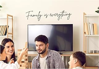 Family is Everything Wall Decal | 32 x8 inches | Black Matte | Family Wall Quote - Family Wall Art Decal - Family Vinyl sticker Lettering - Wall saying living room decor