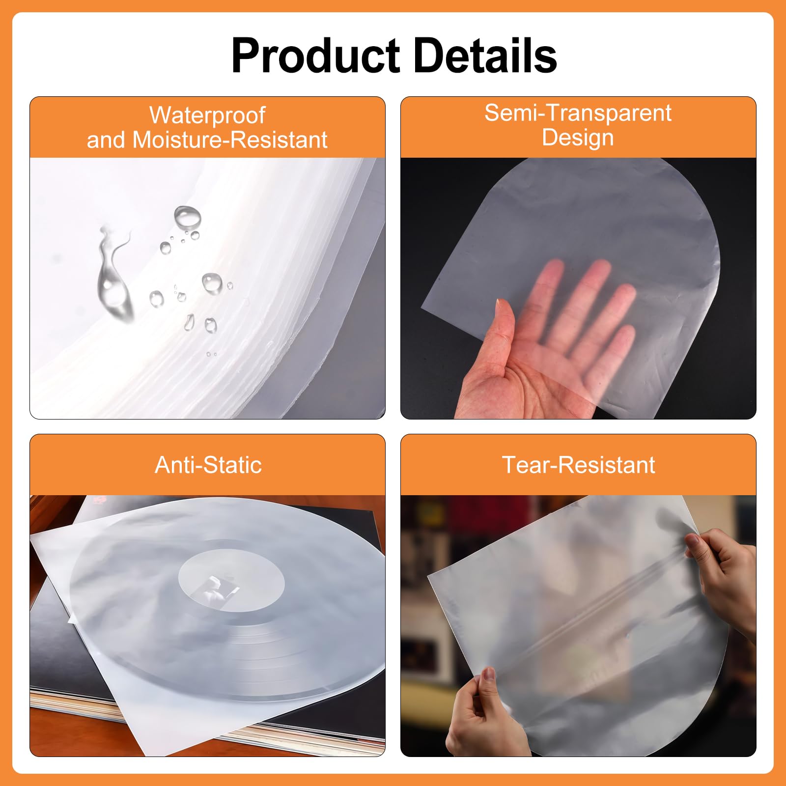 Lot de 50 Pochettes Vinyle 7 Pouces 45 Tours Transparentes Antistatiques Protection LP 18x18 cm