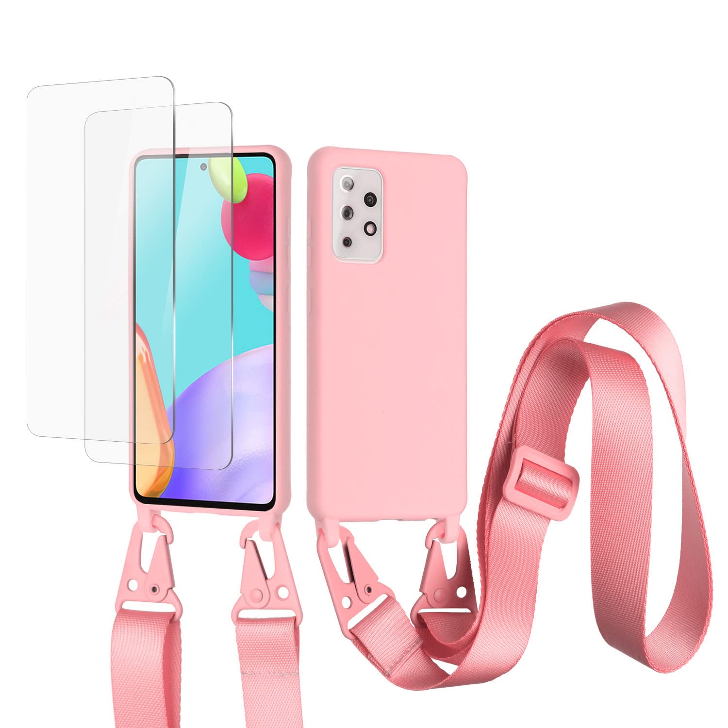 vrupin Funda Compatible con iPhone 13.con (2 x Protector Pantalla)con Cuerda Case con Ajustable Cordón.Silicona Líquida Funda-Loto Color — view 15