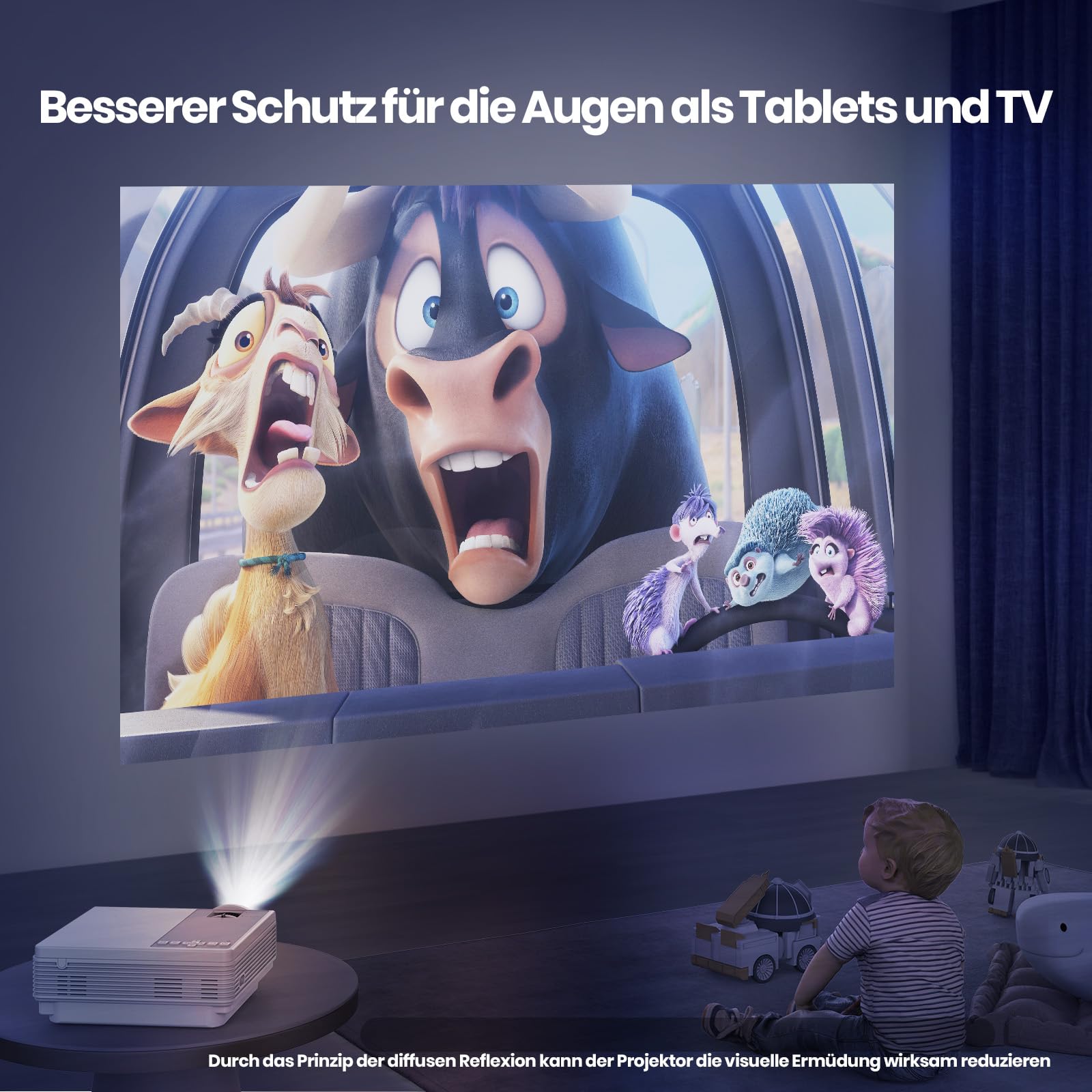 Projecteur Full HD 1080P - 12000 Lumens - WiFi 5G, Bluetooth - Compatible Smartphone, TV Stick, PS5 - Home Cinéma
