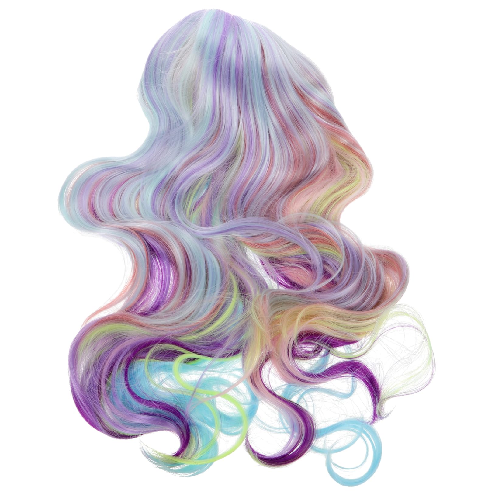 BESTYASH Regenbogen Perücke Regenbogen-cosplay-perücke Wellige n Halloween-kostüm Braune n Für Damen Aus Echthaar Lockig, Wellig Neon Mit