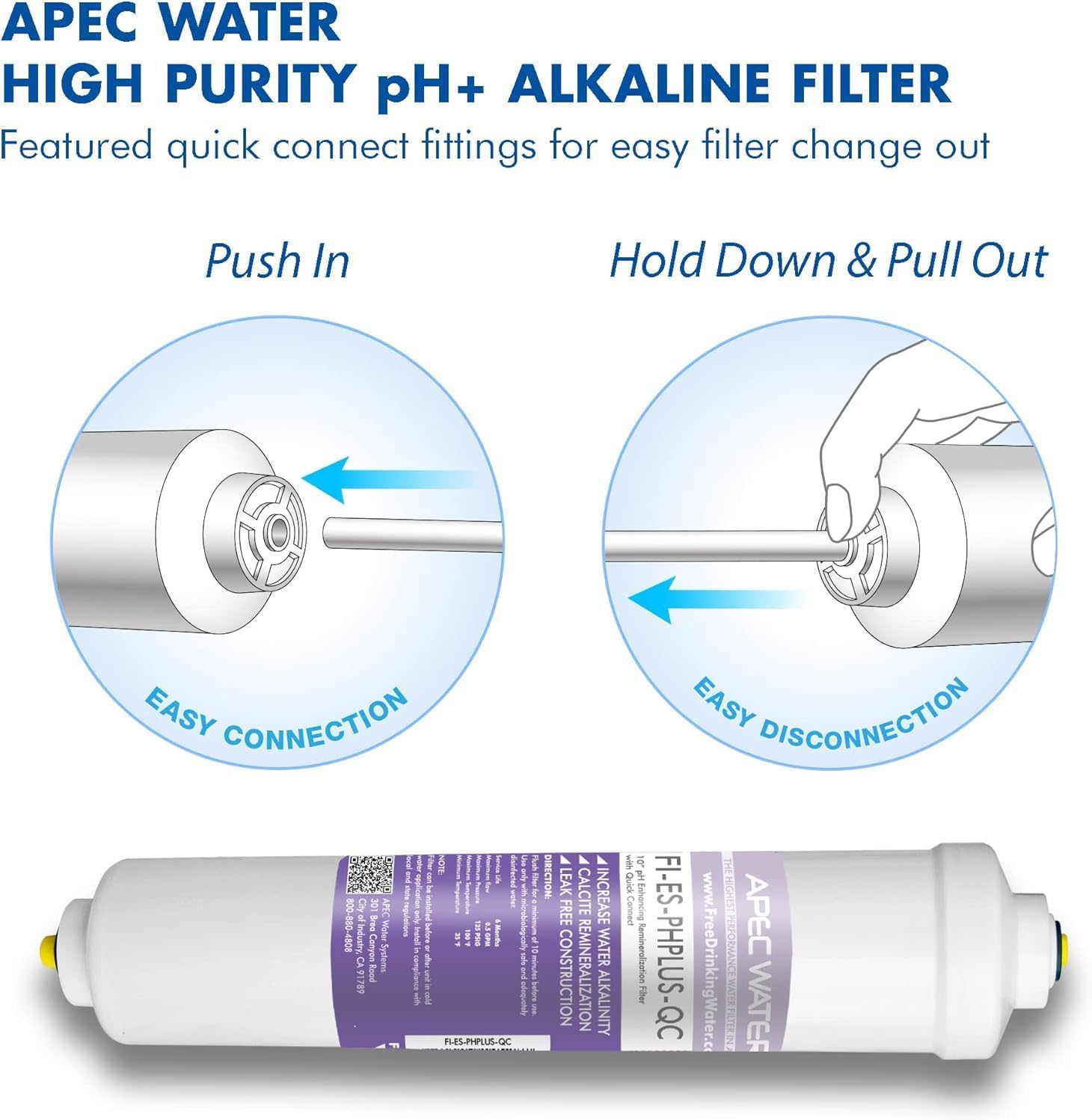 APEC Water Systems FILTER-T1Y-ESPH High Capacity 1 Year Replacement Filter Set For Essence Series Alkaline Reverse Osmosis Water Filter System Stage 1-3&6