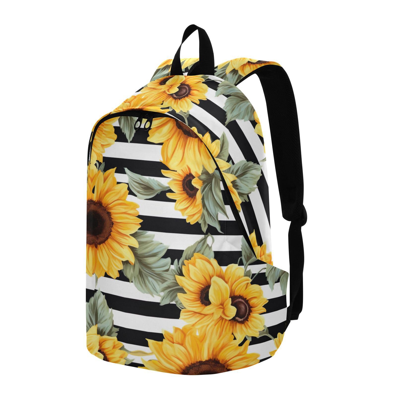 MCHIVER Travel Backpack Strip Sunflowers Casual Daypack Backpacks Lightweight Carry on Bag Water Resistant Hiking Backpack for Men Women