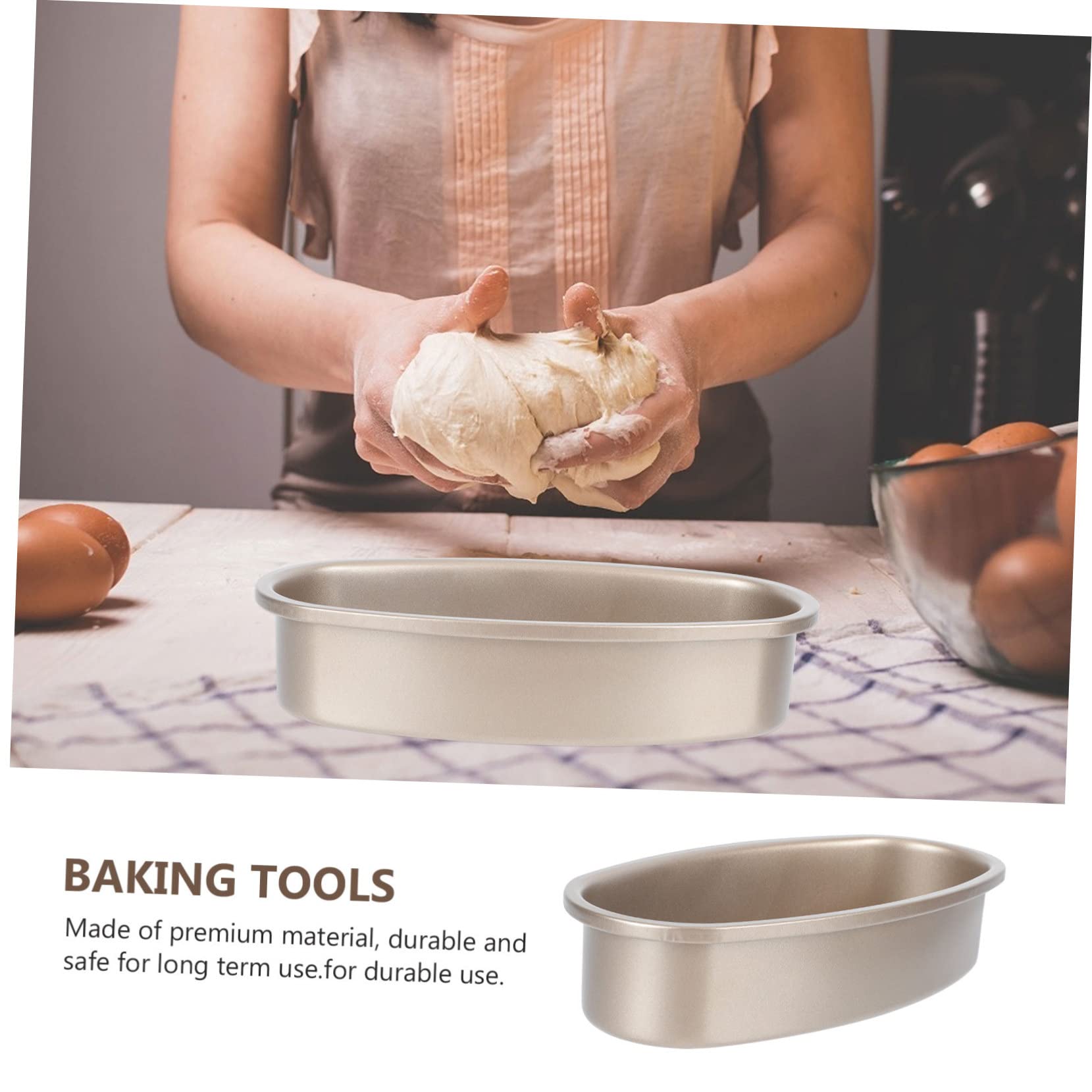 Yardwe 1pc Cake Mold Toast Box Stainless Steel Tray French Bread Pan Silicone Tray Cheese Baking Dish Bread Tin Loaf Bakeware Kitchen Supplies Baking Tray Home Bakeware Golden Nonstick