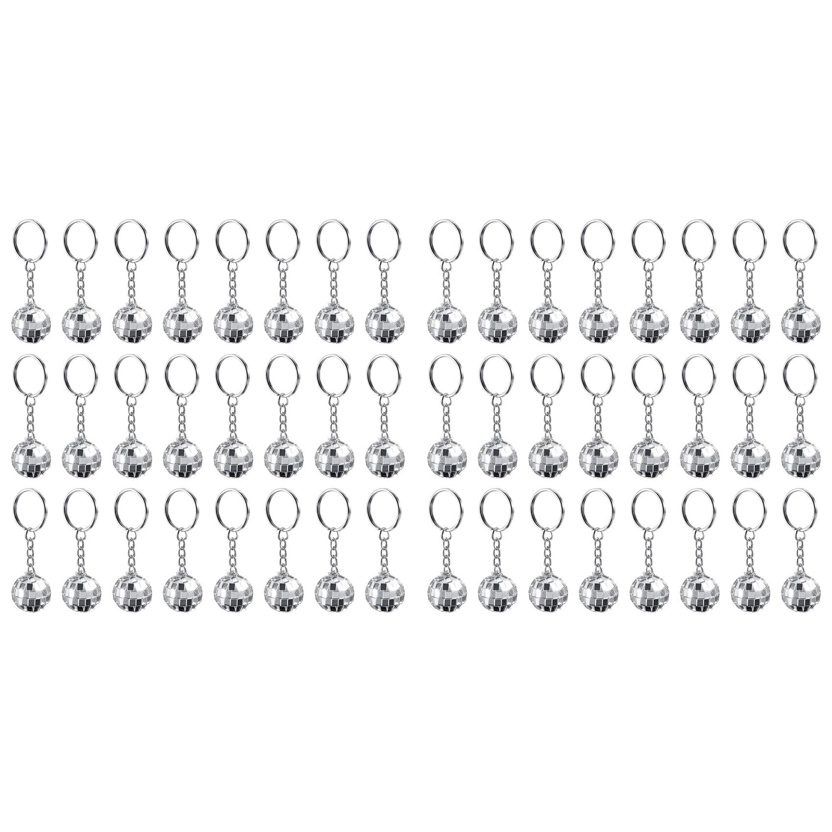 Hndhbfgrt 48 Pack Mini Mirror Disco Ball Keychain Last Disco Bachelorette Retro 60s 70s Disco Keychain for Party Favors Set