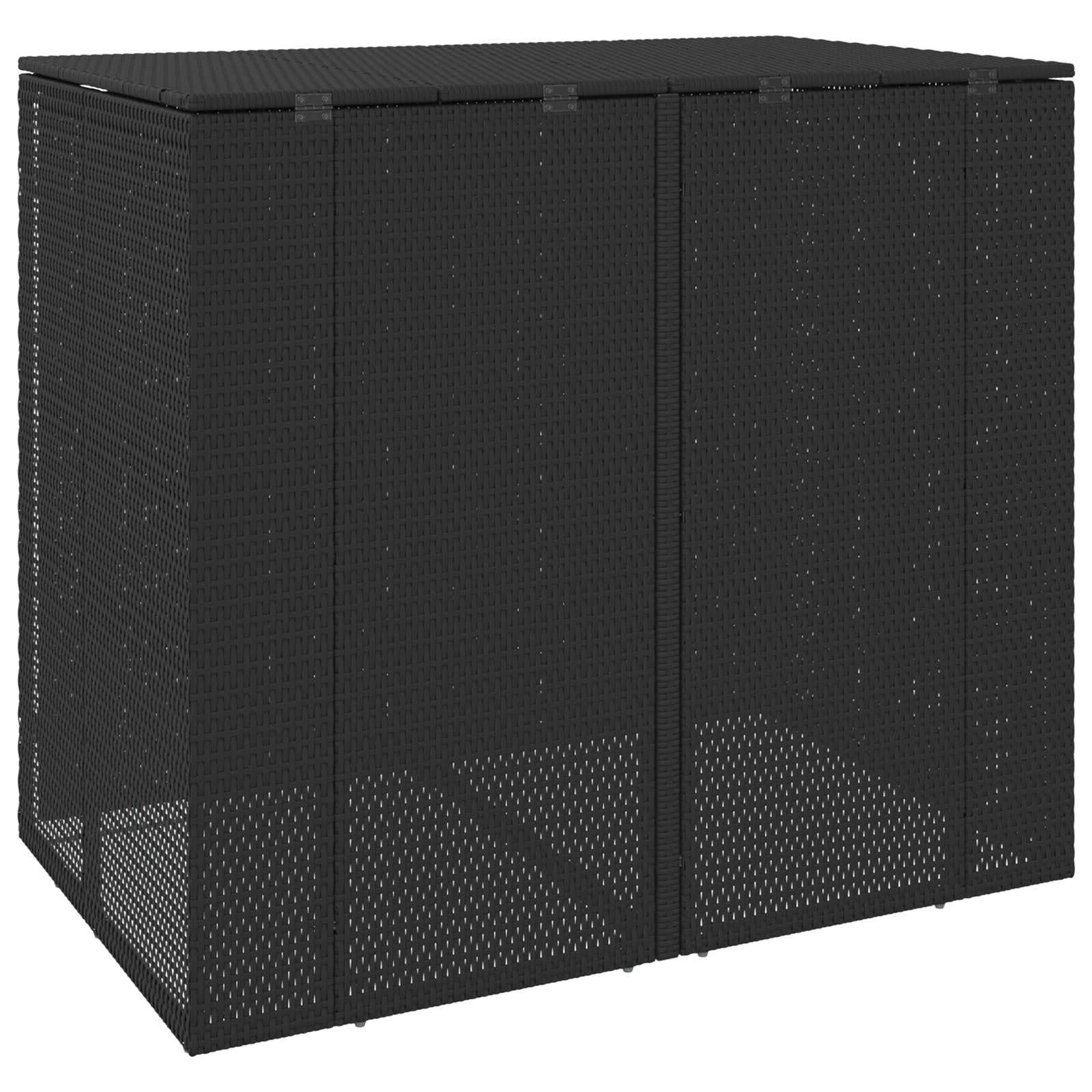 Mülltonnenbox 2 Stück Schwarz 130 x 80 x 115 cm Polyethylen mit Rattangeflecht pulverbeschichtet für Außenbereich Terrasse Gartenlagerung
