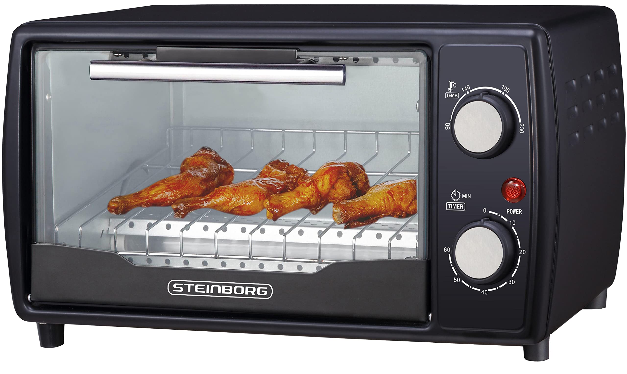 Ecosa Mini Backofen | 1000 Watt | 10 Liter | inkl. Backblech und Grillrost | Pizzaofen | 90°-230°C | 60 min. Timer | aufklappbares Krümelblech | Minibackofen | Backofen | Kleiner Backofen