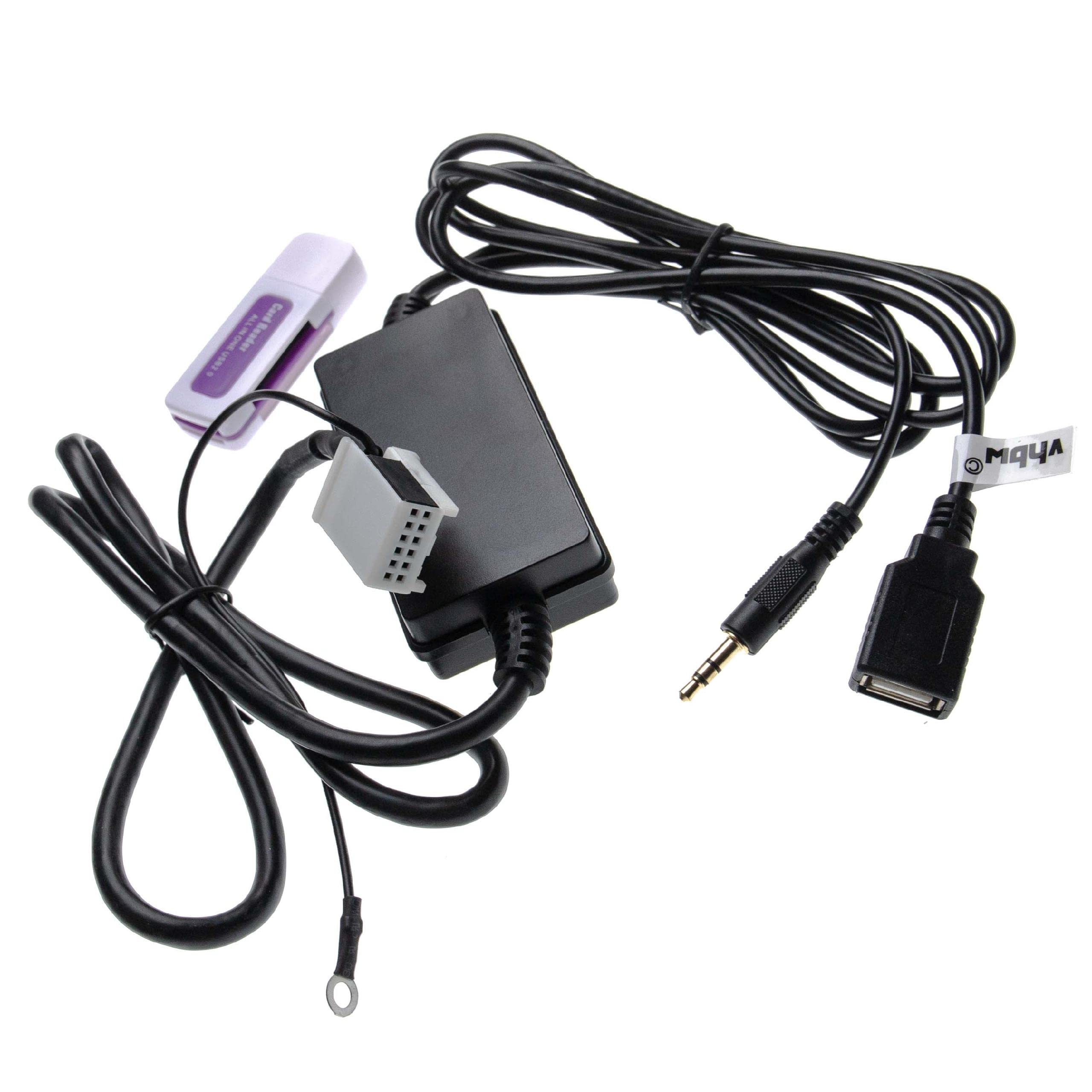 vhbw cavo adattatore audio AUX USB per autoradio (9,5 cm) compatibile con VW RNS-300/310*, RCD-300, RNS MFD2 CD/DVD, RCD-500