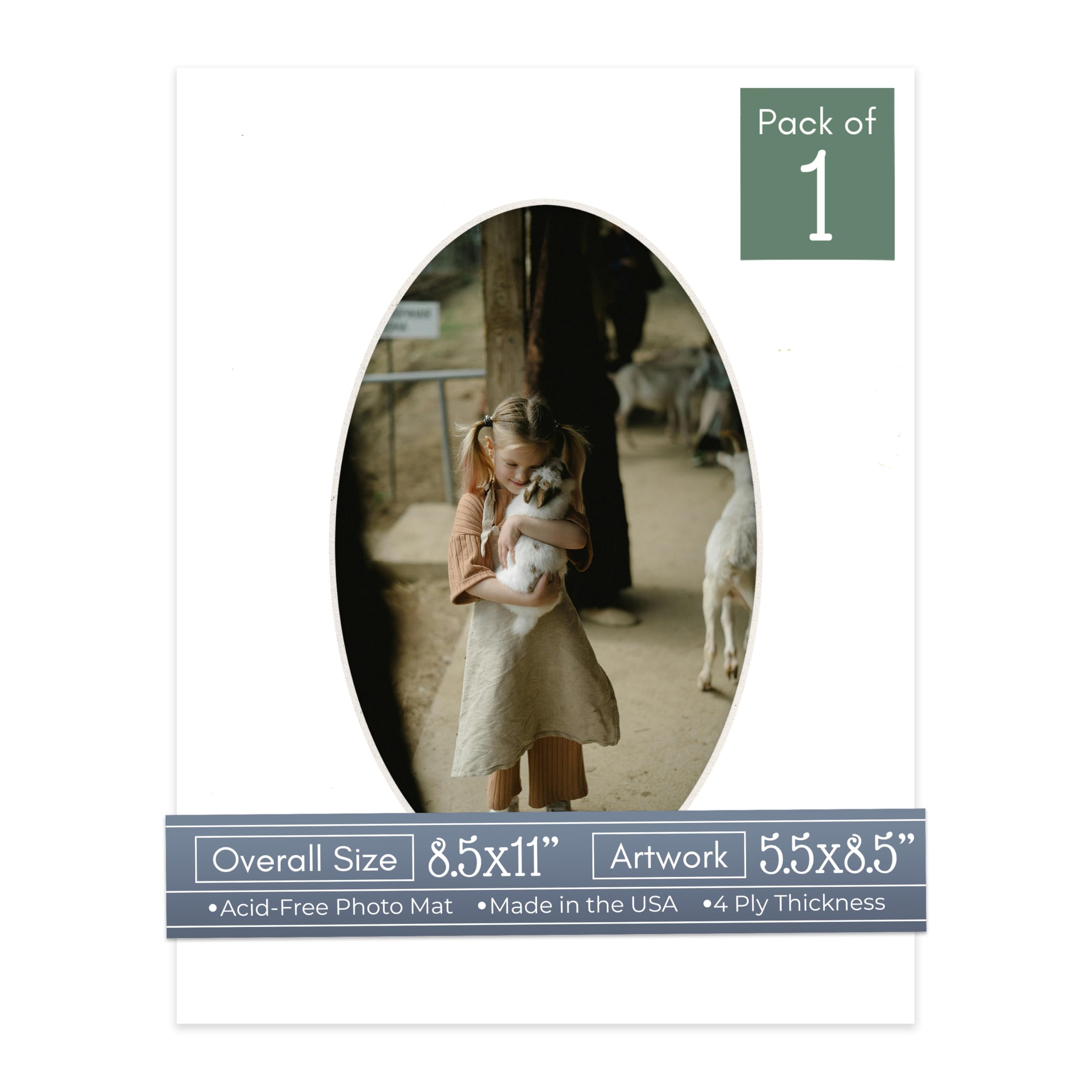 CountryArtHouse Textured White Acid Free 8.5x11 Oval Picture Frame Mat with White Core Bevel Cut for 6x9 Pictures - Fits 8.5x11 Frame - Pack of 1 Matboard Show Kit with Acid Free Backing & Clear Bag-image-24