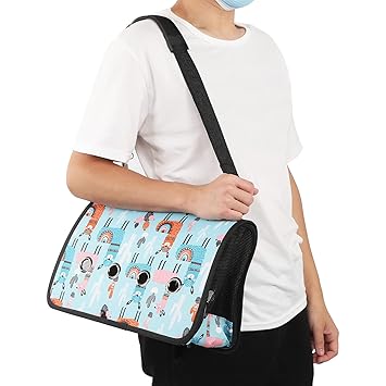 Pet Carrier, Cat Shoulder Carrier Effectively Preventing Deformation Foldable Flat Design with Excellent Moisture Resistance for Outdoor for Cats(M, Light Blue Alpaca)