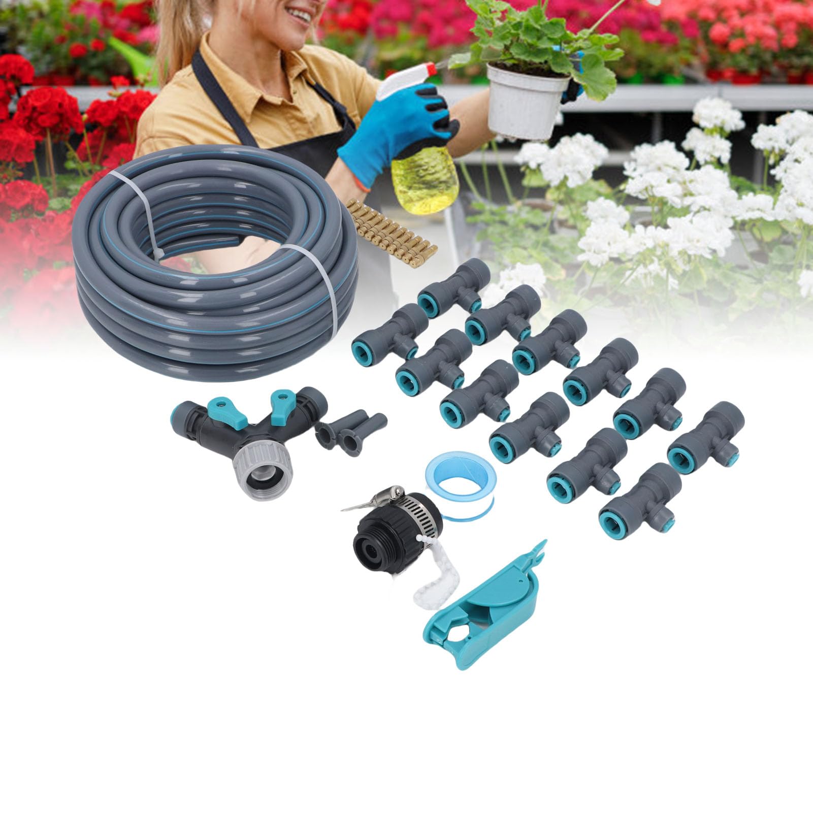 de riego de jardín, kits de riego por goteo automático, equipo de césped para Patio con gotero ajustable, manguera de 10m
