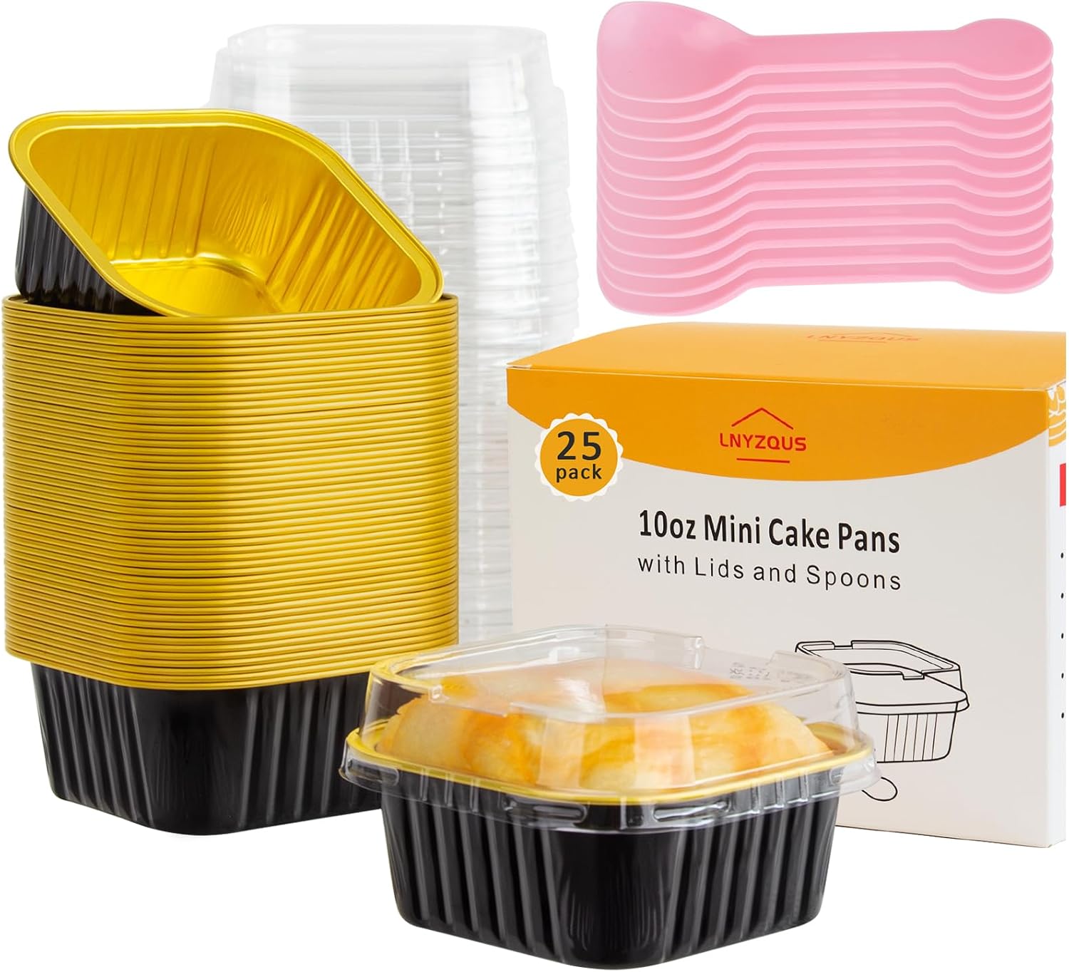 LNYZQUS 10oz Mini Cake Pans with Lids, Small Cinnamon Roll Containers