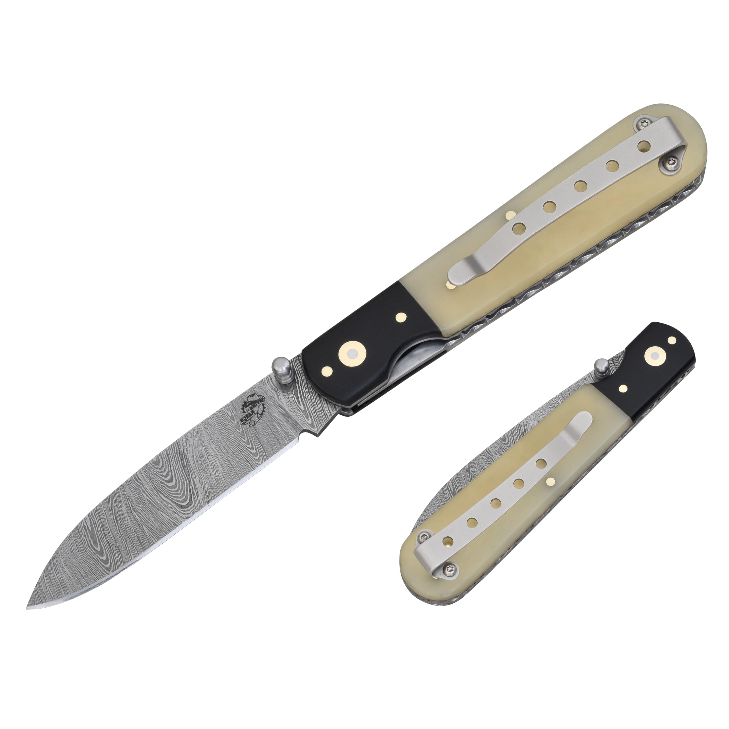 Knives Ranch Handmade Pocket Knife - Folding Blade Knife with Sheath, EDC Knife for Men with Bone handle for Outdoor Survival Hunting Accessories (5131-B)