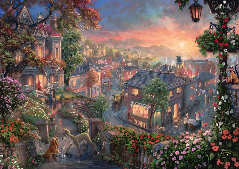 SchmidtThomas Kinkade: Disney Lady & the Tramp (1000 pieces) | Jigsaw Puzzle | Ages 12+,Multicolor,69,3x49,3cm
