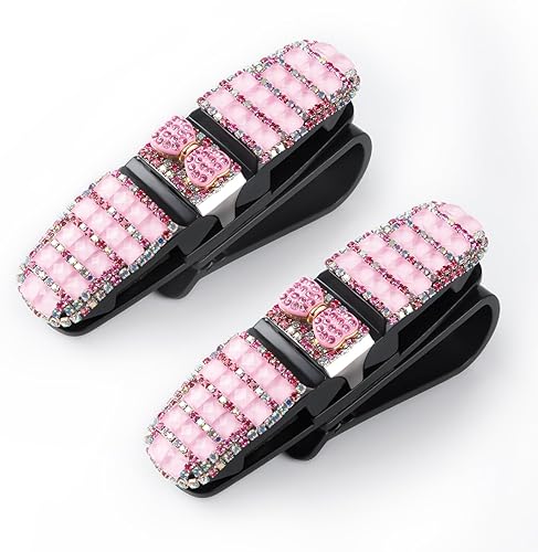 Paquete de 2 soportes para lentes de sol para parasol de automóvil con soporte de clip de boleto de doble extremo, accesorios para lentes de sol