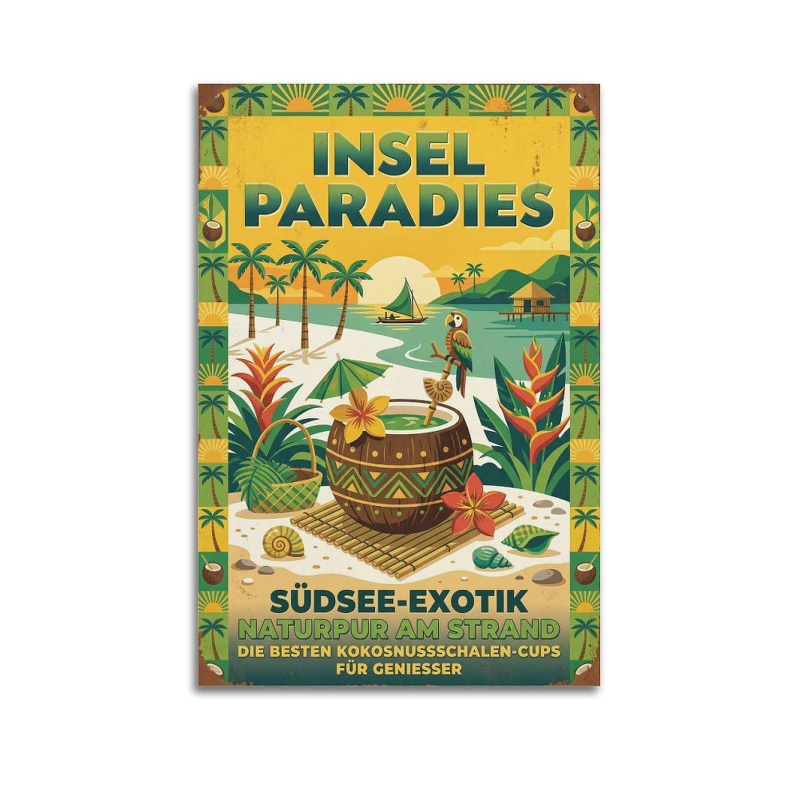 Xkuga Boys Unframe-Style Tropical Island Rum Tiki Cocktail Poster Mixology Recipe Guide Modern Decorative Canvas Prints - Ideal Wall Art For Family, Man Cave, Game Room, & Girls Bedroom 20X30inch(50X75cm)