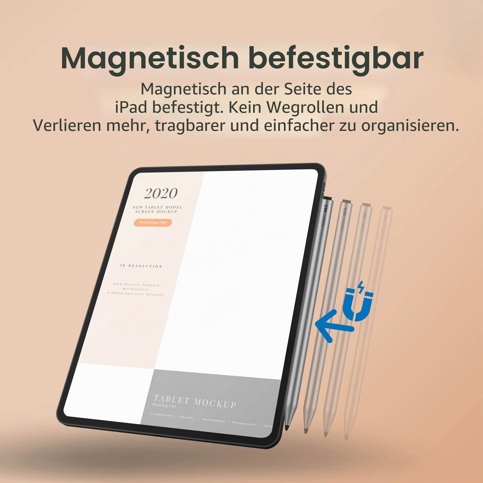 adonit Neo Stylus Apple Digitaler Stift wiederaufladbar Spacegrau