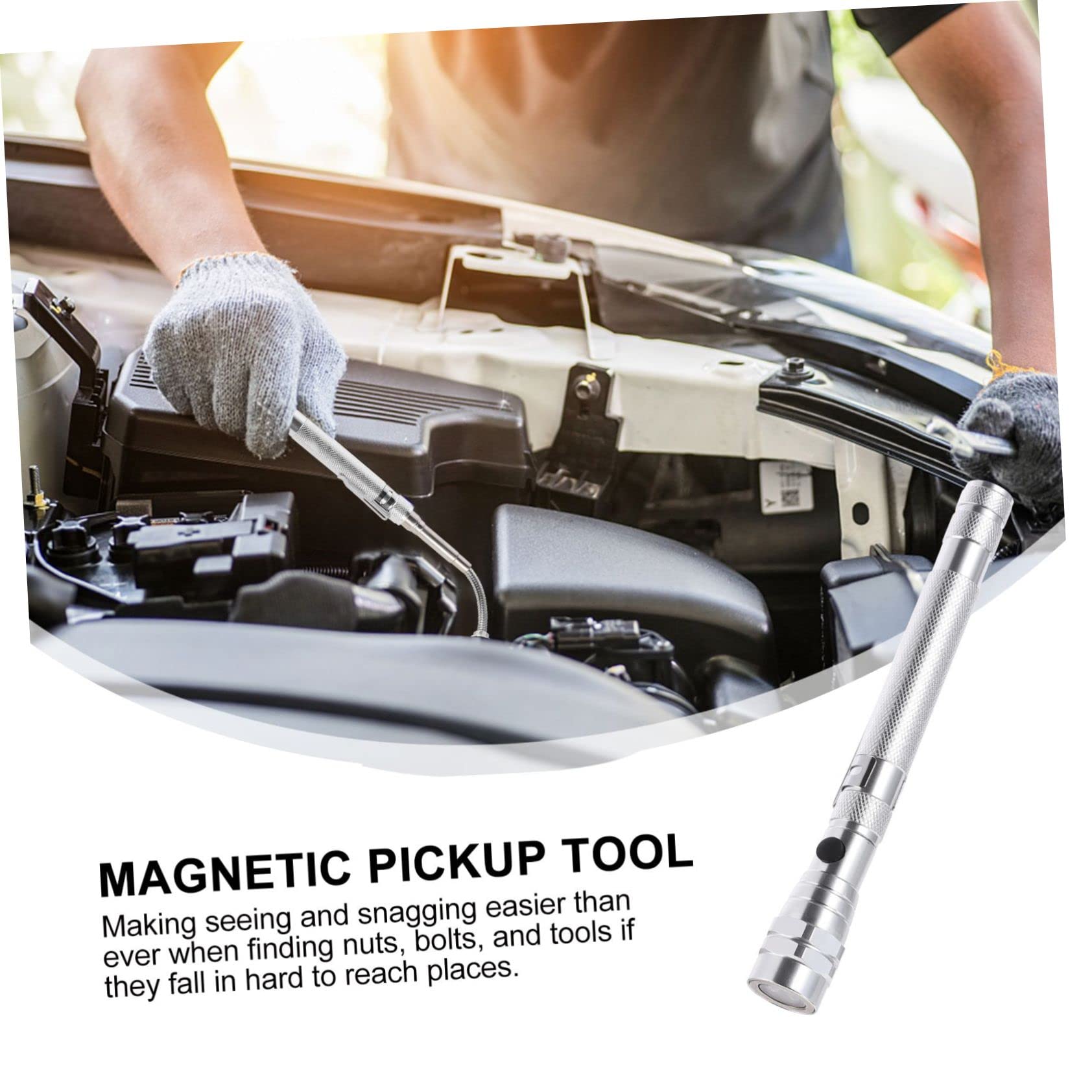 DIYEAH Telescopic Magnet Flashlight Tool LED Light Mechanical Up Gadget for Easy Retrieval Tight Spaces Unique Present for Men Durable and Portable Design