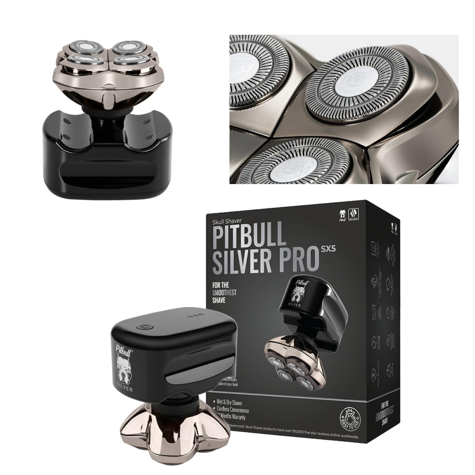Amazon | スキンヘッド用シェーバー Skull Shaver Pitbull Silver PRO