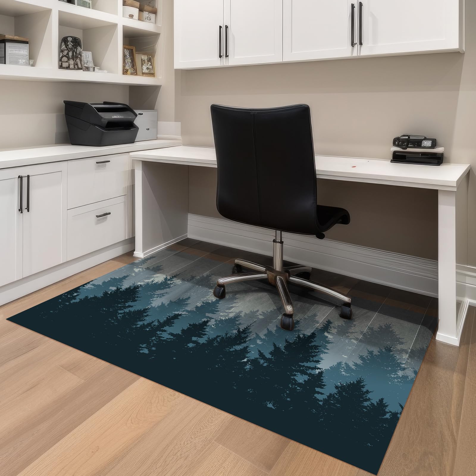 Shellwei Office Chair Mat for Hardwood Floor Watercolor Forest Desk ...