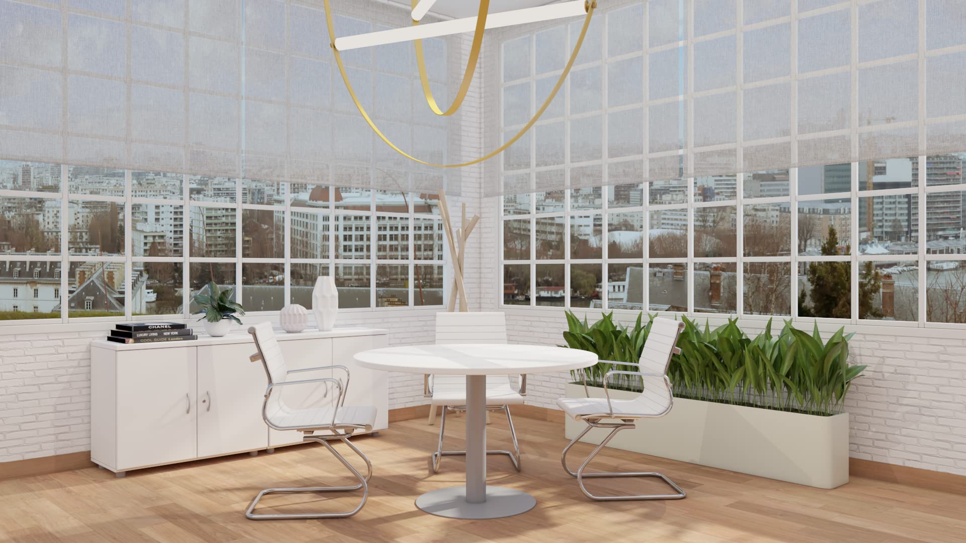 Mesa de Reuniones, Redonda, Blanco. 100Ø. con Base Cilíndrica.