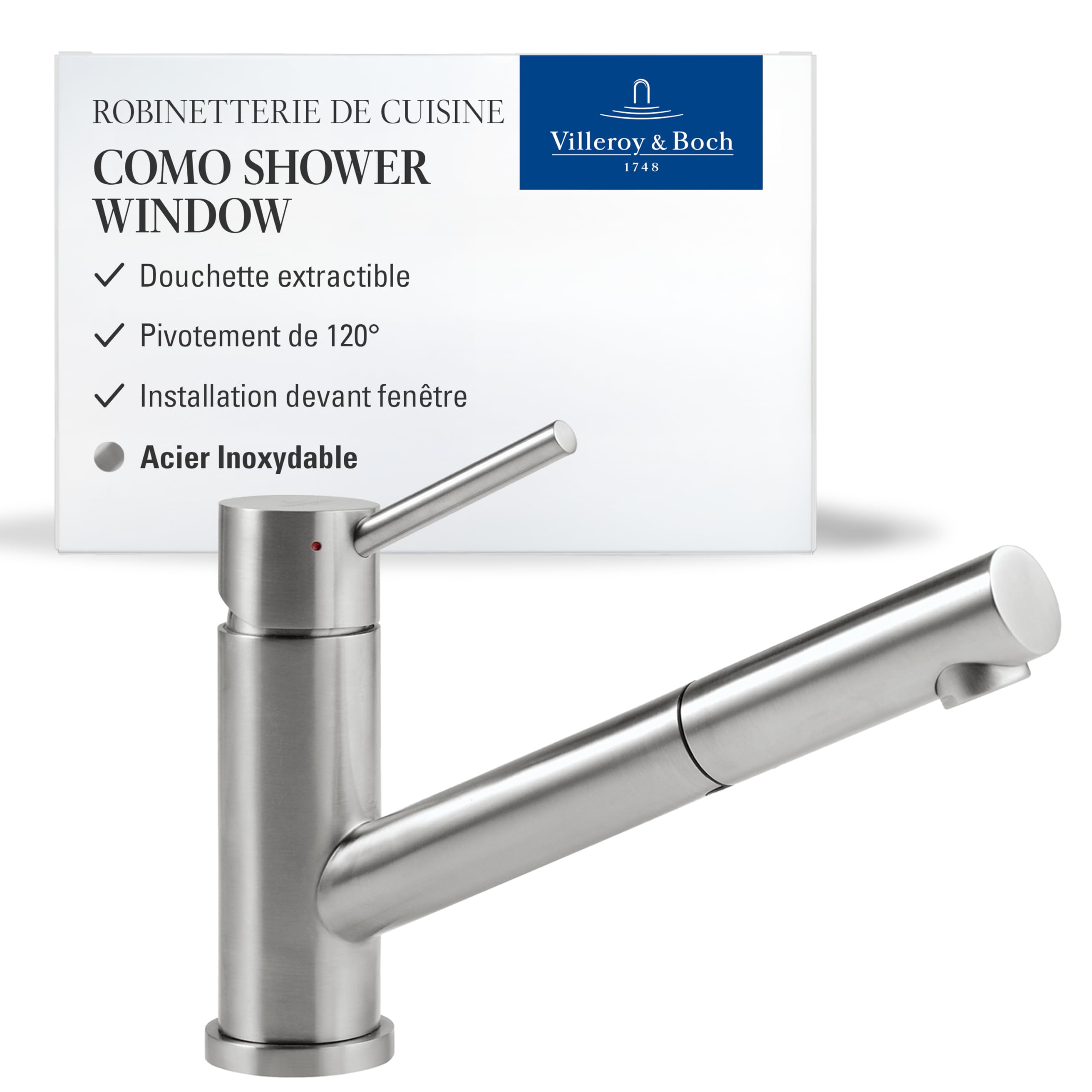 Villeroy & Boch Como Shower Window robinetterie de cuisine, 120 mm – Inox