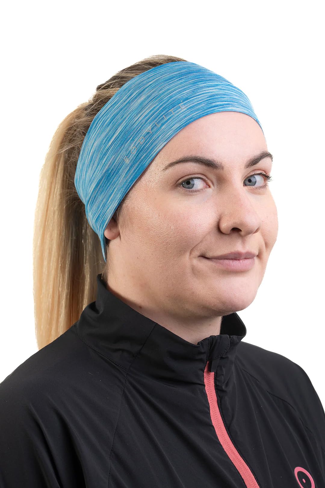 Bodylite Summer Running Adults's Headband, 100% Polyester, Breathable, Reflective Logo, High Visibility, Seamless for Comfort, Blue, One size