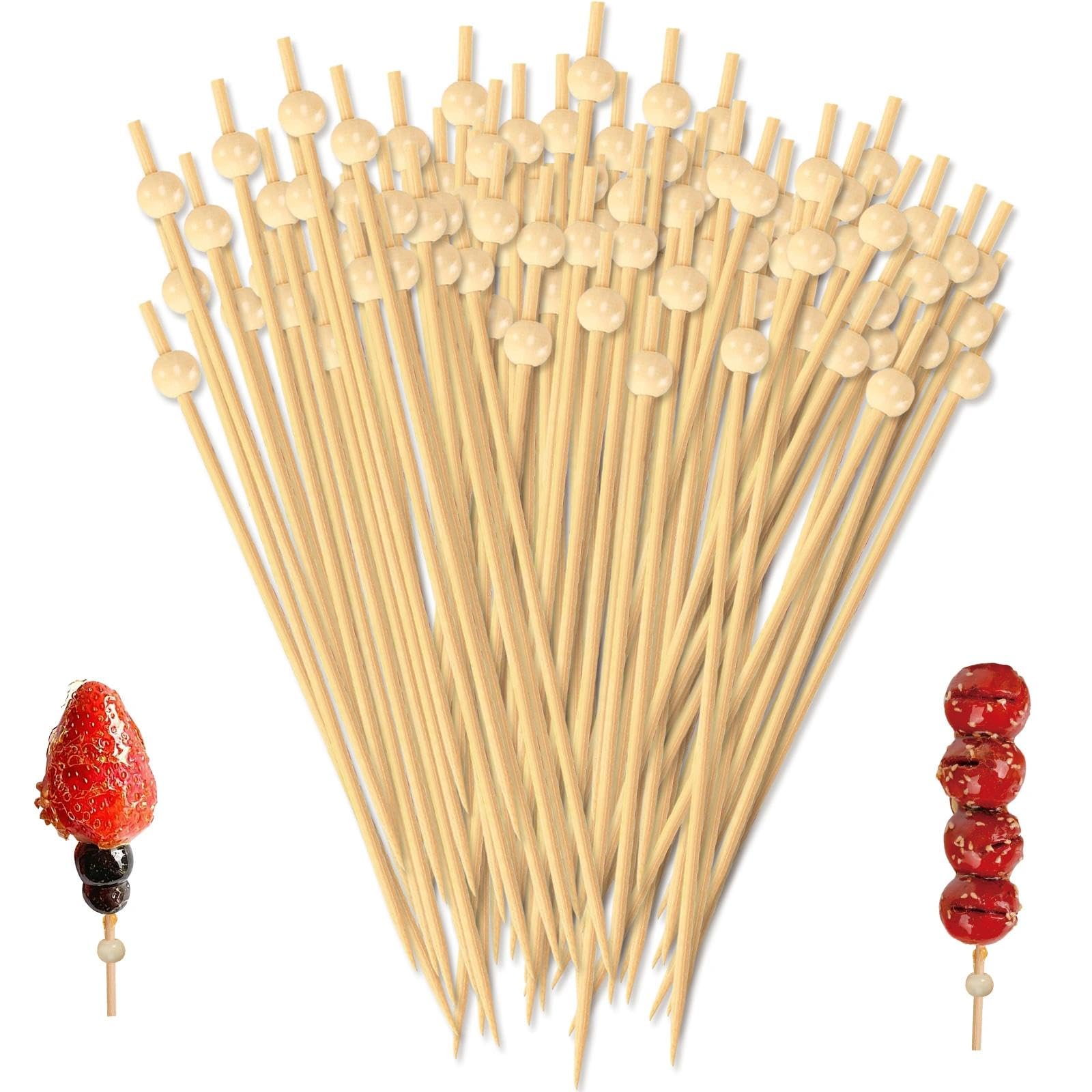 400 Pezzi Di Stecchini Per Cocktail 12 Cm, Stecchini Fingerfood Con Perline Di Legno, Stecchini Per Snack Fingerfood, Stecchini Per Cocktail In Bambù Per Festa, Compleanno, Buffet, Matrimonio (Legno,