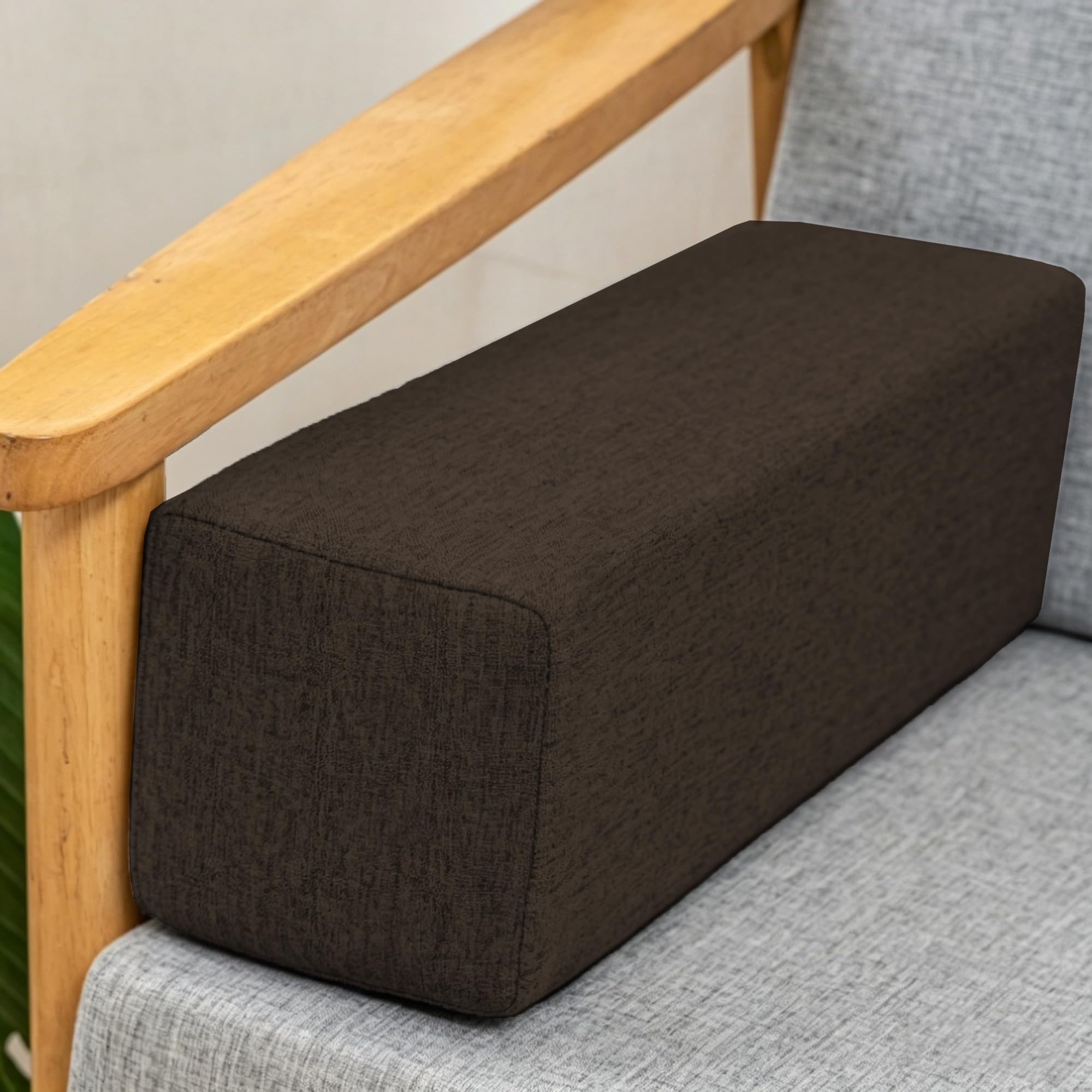 Hruile Elbow Support Cushion, Sofa Bed Armrest Pillow, Rectangular Side Arm Rest Pad for Sofa, Armchair, Couch, Head Waist Support Bolster, Washable Bed Gap Filler (45x15x10cm,Dark Brown)