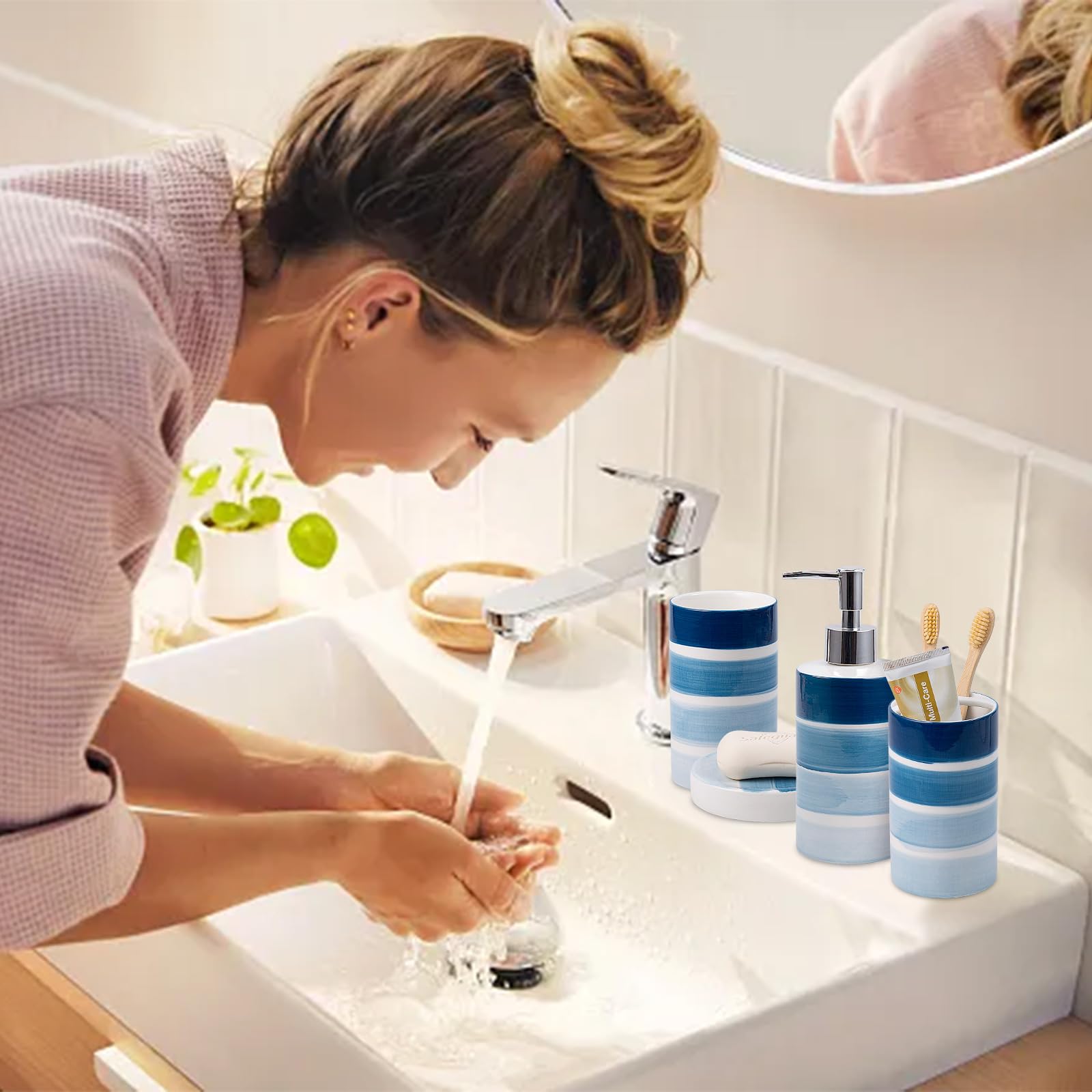 Ceramic Bathroom Accessories Set Freestanding Ceramic Toothbrush