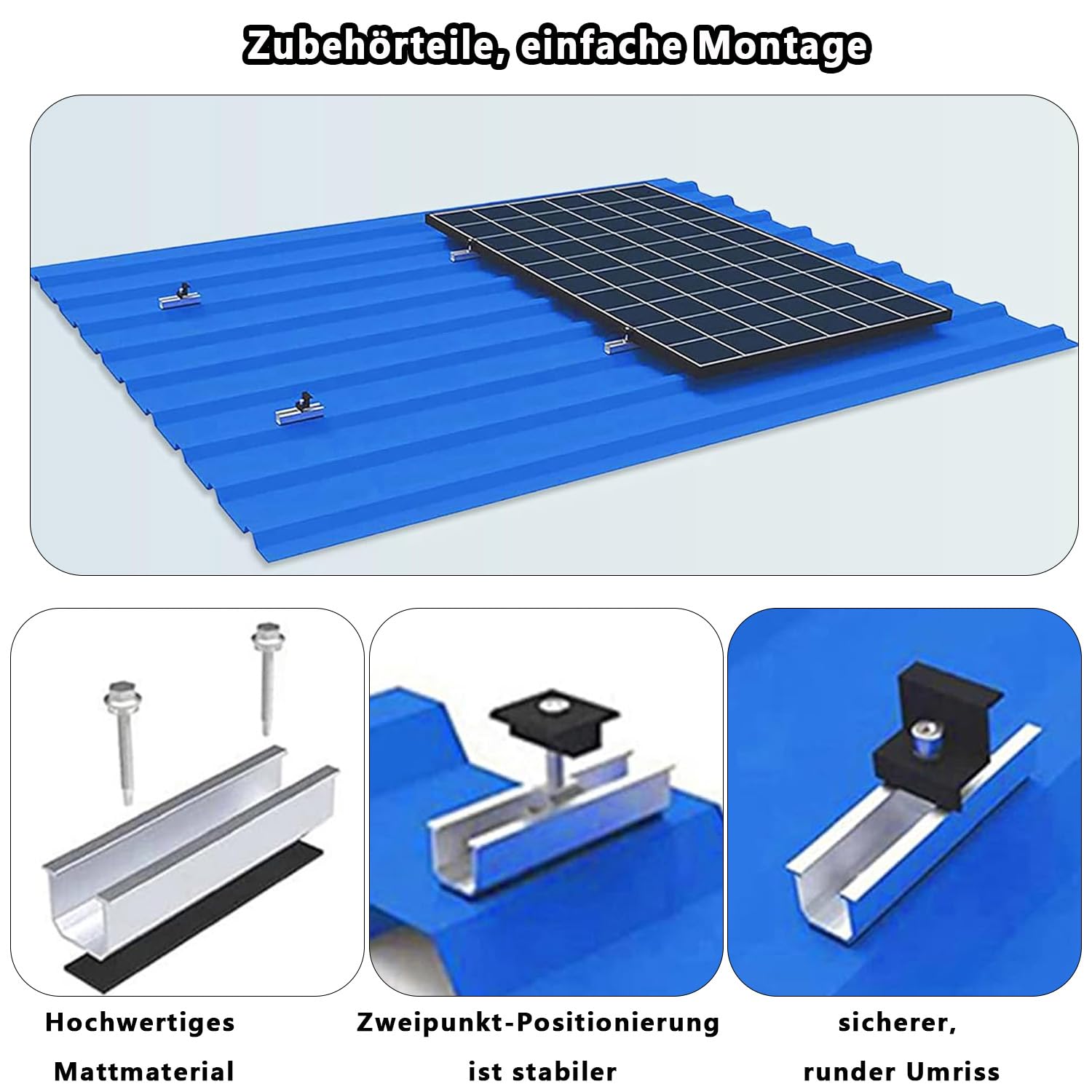 Kit Soporte Placas Solares, Soporte Placas Solares de Aleación de Aluminio, Panel Solar de Z de 30 mm / 35 mm, Soportes de Panel, Barco,Pared,Techo Plano (Para 4X modulos solares)