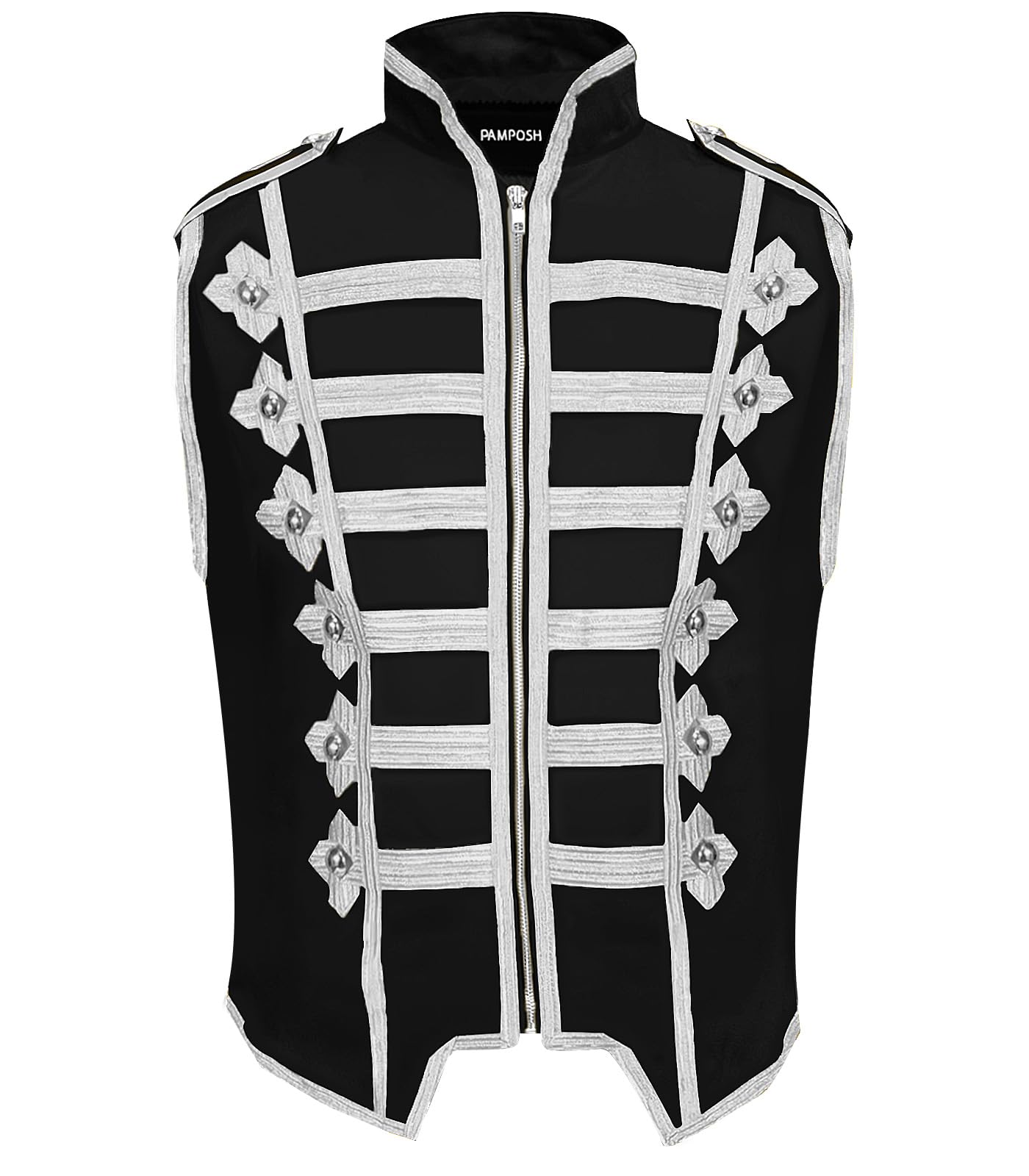 Pamposh Donne Steampunk Hussar Militare Drummer Giacche Parata Senza Maniche - Emo Punk Donne Gilet - Abbigliamento Gotico Napoleone - Giacche Da Marcia