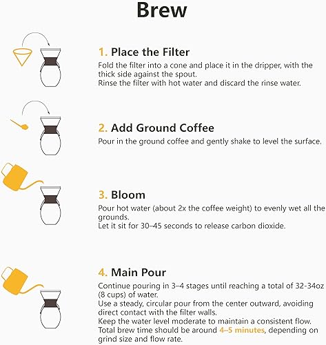 Miniatura 7 de Cafetera de cerámica con 20 filtros de papel, 8 tazas, 34 onzas, gotero de café