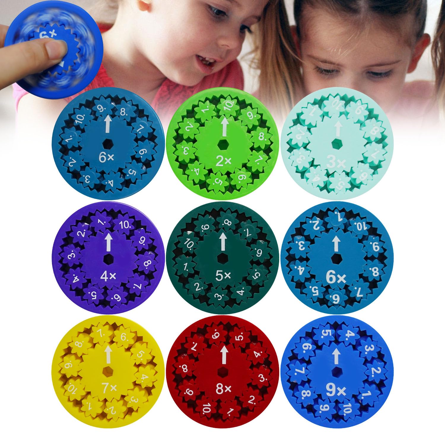 AnpoleMath Fidget Toy, Math Fact Fidget Toys, Round Single Digit Multiplication & Division Math Counting Toys, Math Learning & Education Toys Gifts for Kids